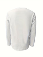 Men's Henley Shirt Long-Sleeve Waffle Knit White Button Placket – Casual, Office, Holiday, Gift
