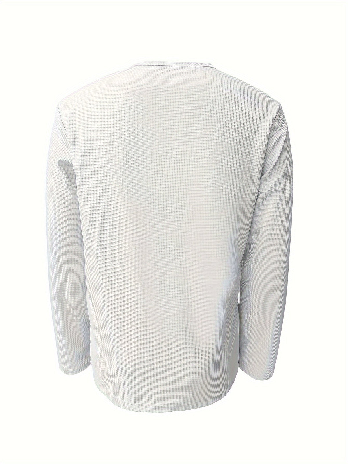 Men's Henley Shirt Long-Sleeve Waffle Knit White Button Placket – Casual, Office, Holiday, Gift