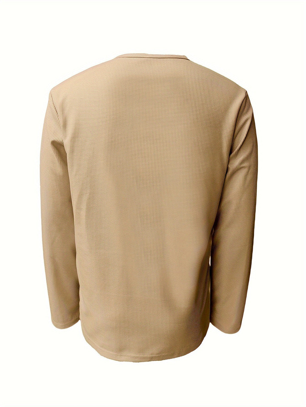 Men's Henley Shirt Long-Sleeve Waffle Knit White Button Placket – Casual, Office, Holiday, Gift