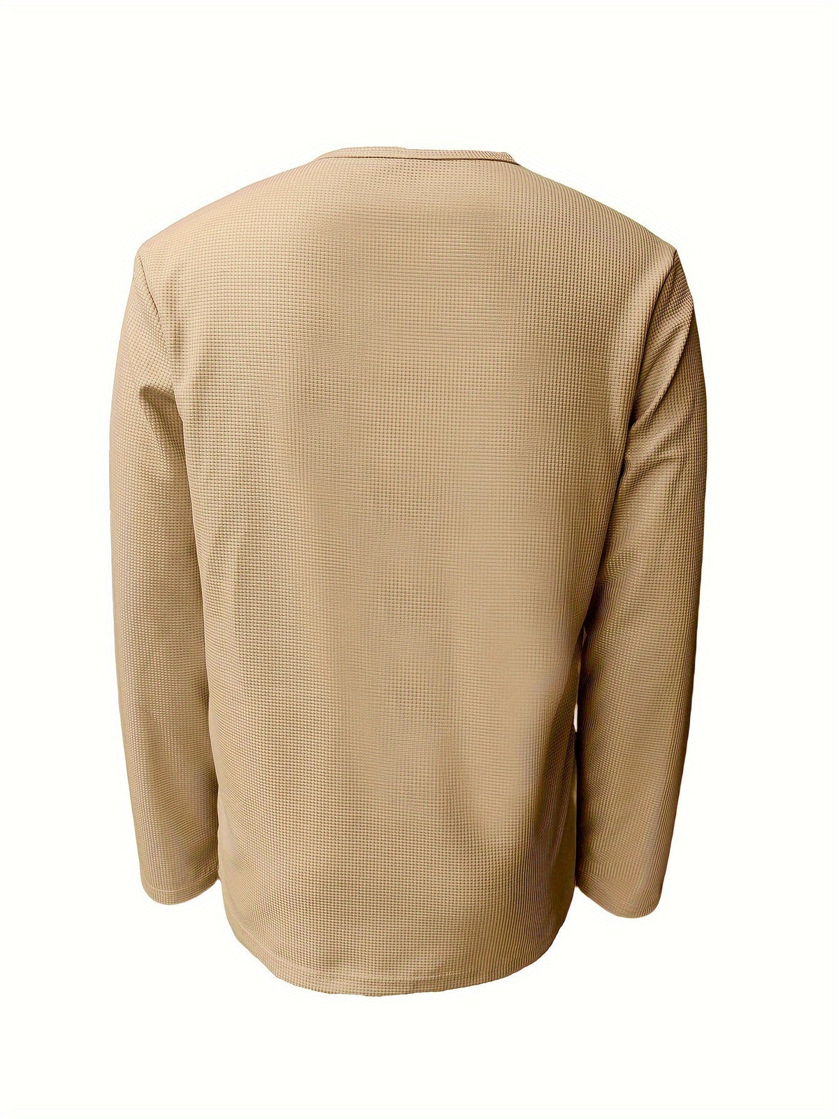 Men's Henley Shirt Long-Sleeve Waffle Knit White Button Placket – Casual, Office, Holiday, Gift