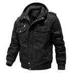 Men's Hooded Field Jacket Sherpa-Lined Cargo Pockets Green – Casual, Winter, Outdoor, Gift