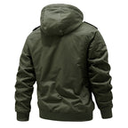 Men's Hooded Field Jacket Sherpa-Lined Cargo Pockets Green – Casual, Winter, Outdoor, Gift