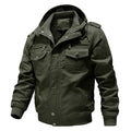 Men's Hooded Field Jacket Sherpa-Lined Cargo Pockets Green – Casual, Winter, Outdoor, Gift