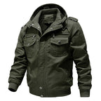 Men's Hooded Field Jacket Sherpa-Lined Cargo Pockets Green – Casual, Winter, Outdoor, Gift