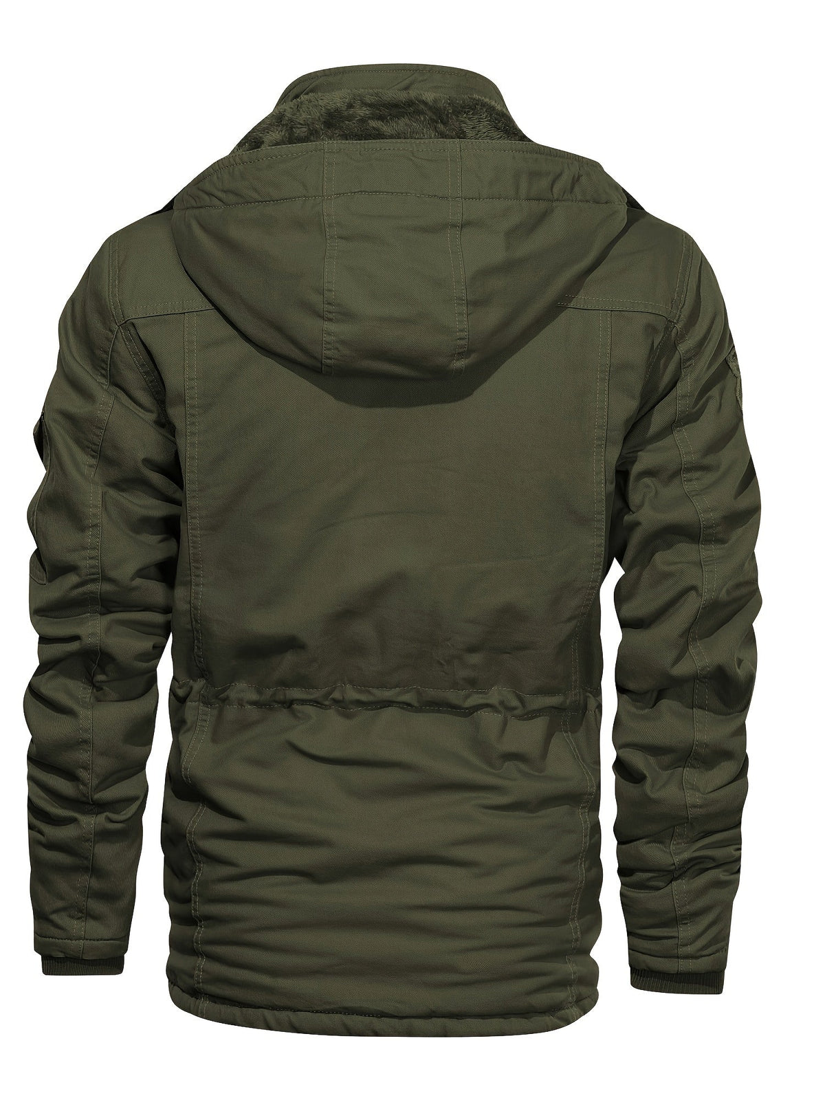 Men's Hooded Jacket Fleece-Lined Mid-Length Multi-Pocket Cargo Coat – Casual, Winter Outdoor Gift