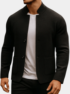 Men's Knit Cardigan Jacket Textured Button-Up Stand Collar – Casual, Office · Faylori