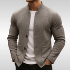 Men's Knit Cardigan Jacket Textured Button-Up Stand Collar – Casual, Office · Faylori