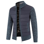 Men's Knitted Cardigan Jacket Zip-Front Stand Collar Fleece Lined Sweater Coat – Casual, Office, Winter Gift