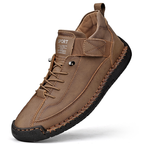 Men's Leather Sneakers Black Lace-Up Casual Shoes Hand-Stitched – Everyday, Office