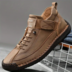 Men's Leather Sneakers Black Lace-Up Casual Shoes Hand-Stitched – Everyday, Office