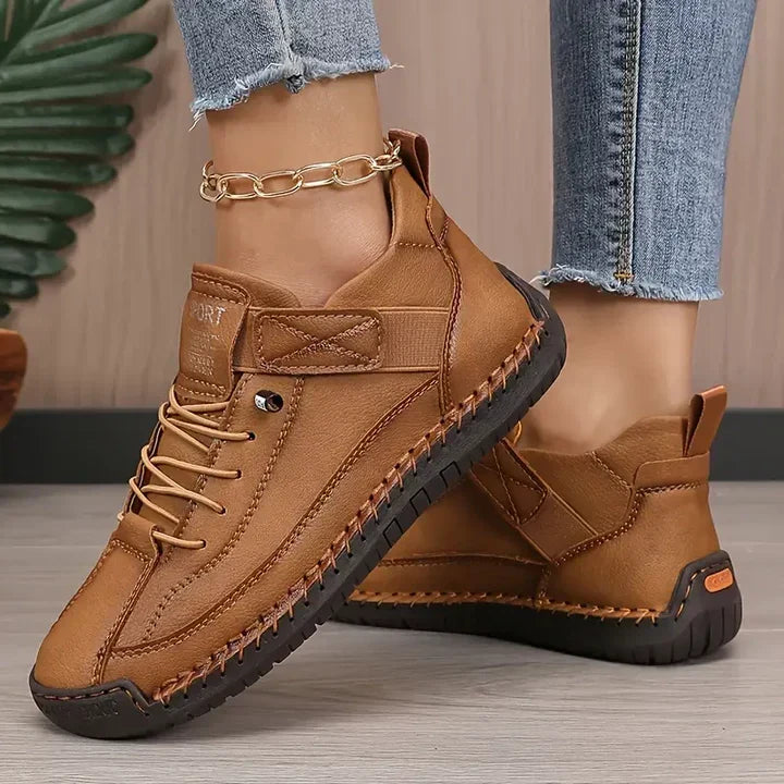 Men's Leather Sneakers Black Lace-Up Casual Shoes Hand-Stitched – Everyday, Office