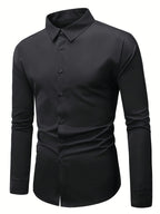 Men's Long-Sleeve Dress Shirt Button-Up Multicolored Slim Fit – Office, Formal, Casual, Gift