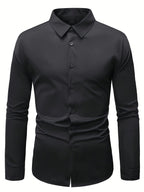 Men's Long-Sleeve Dress Shirt Button-Up Multicolored Slim Fit – Office, Formal, Casual, Gift