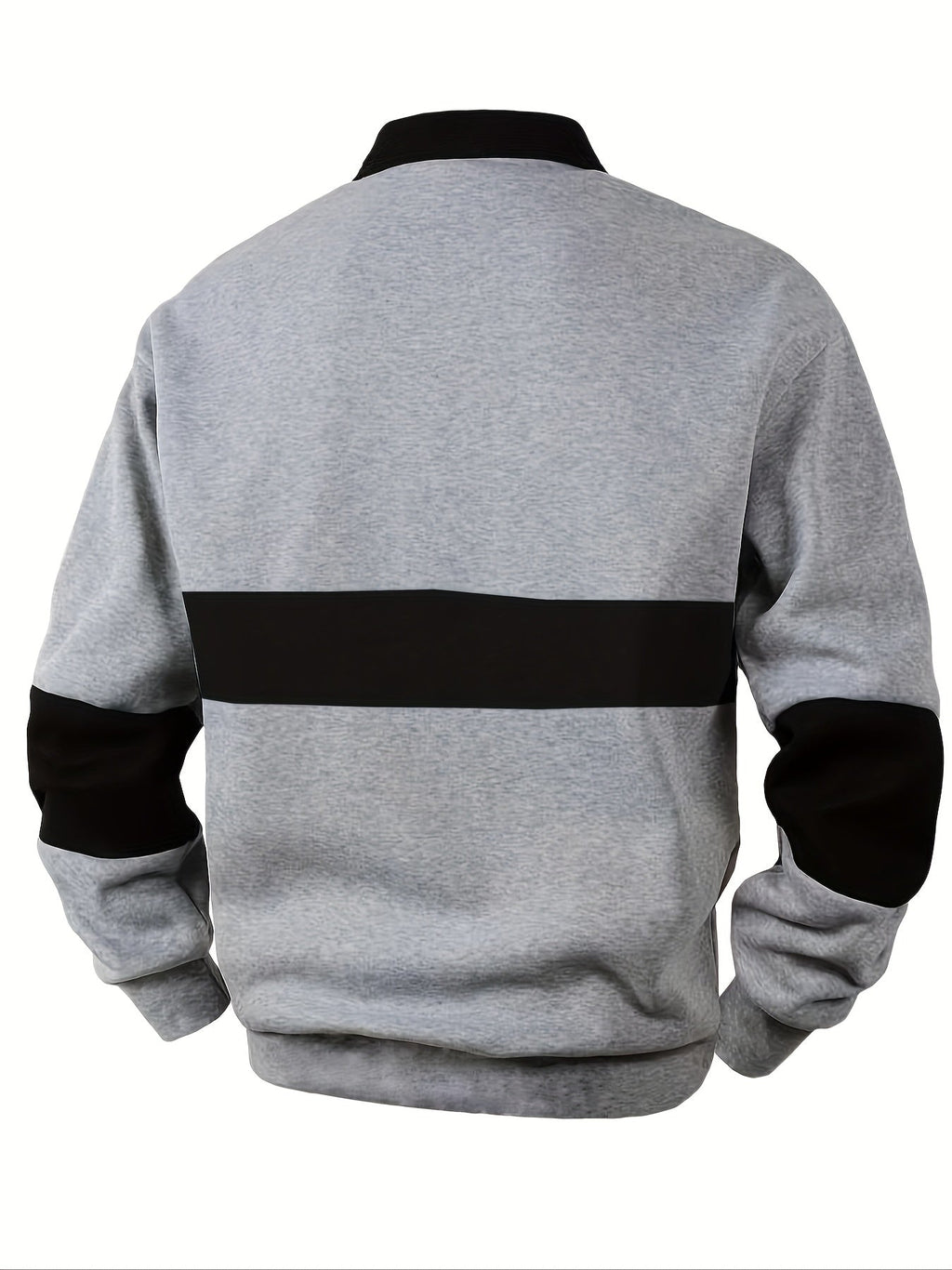 Men's Long Sleeve Polo Shirt Color-Block Black White Button Collar – Casual, Office, Gift