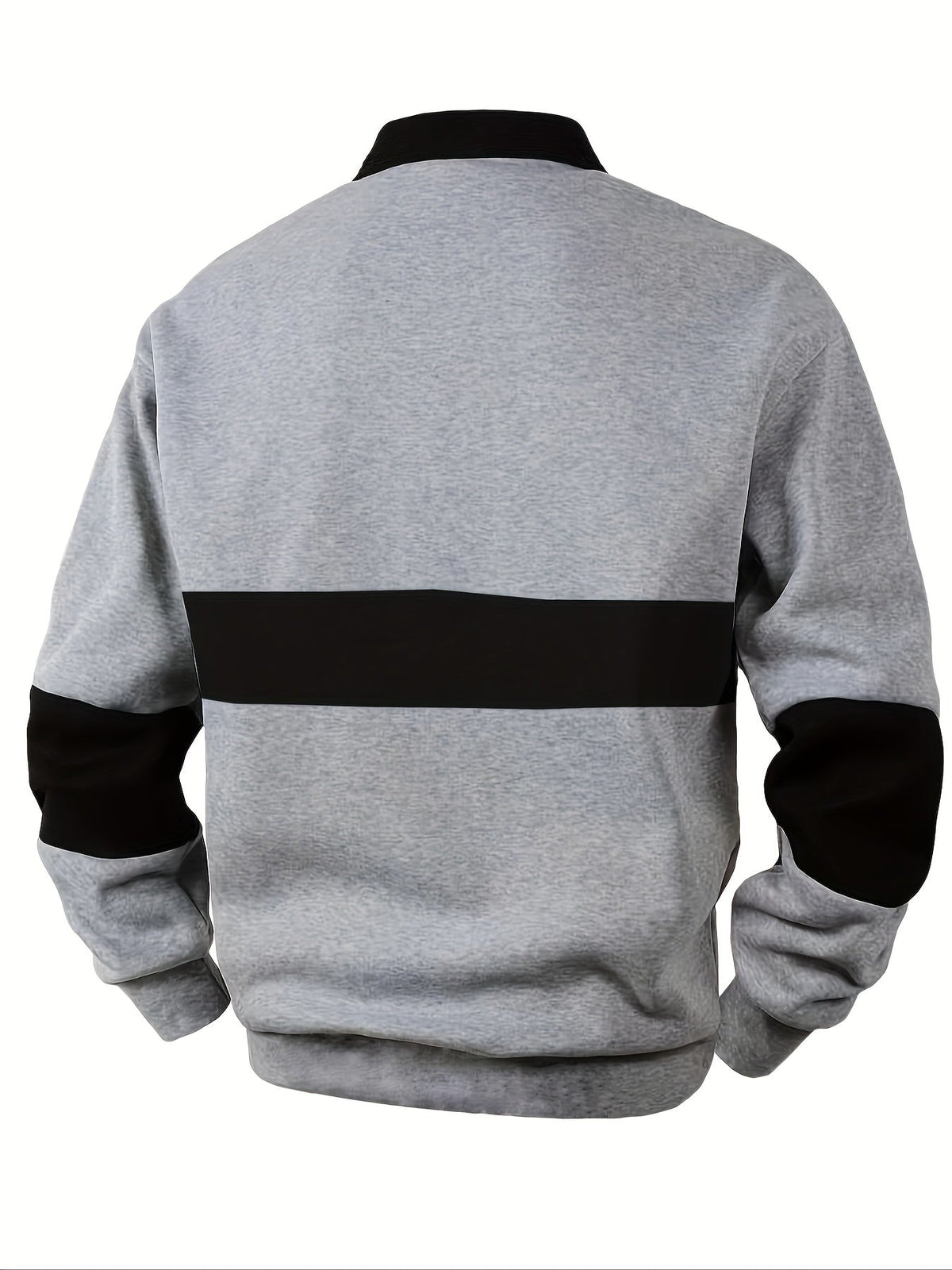 Men's Long Sleeve Polo Shirt Color-Block Black White Button Collar – Casual, Office, Gift