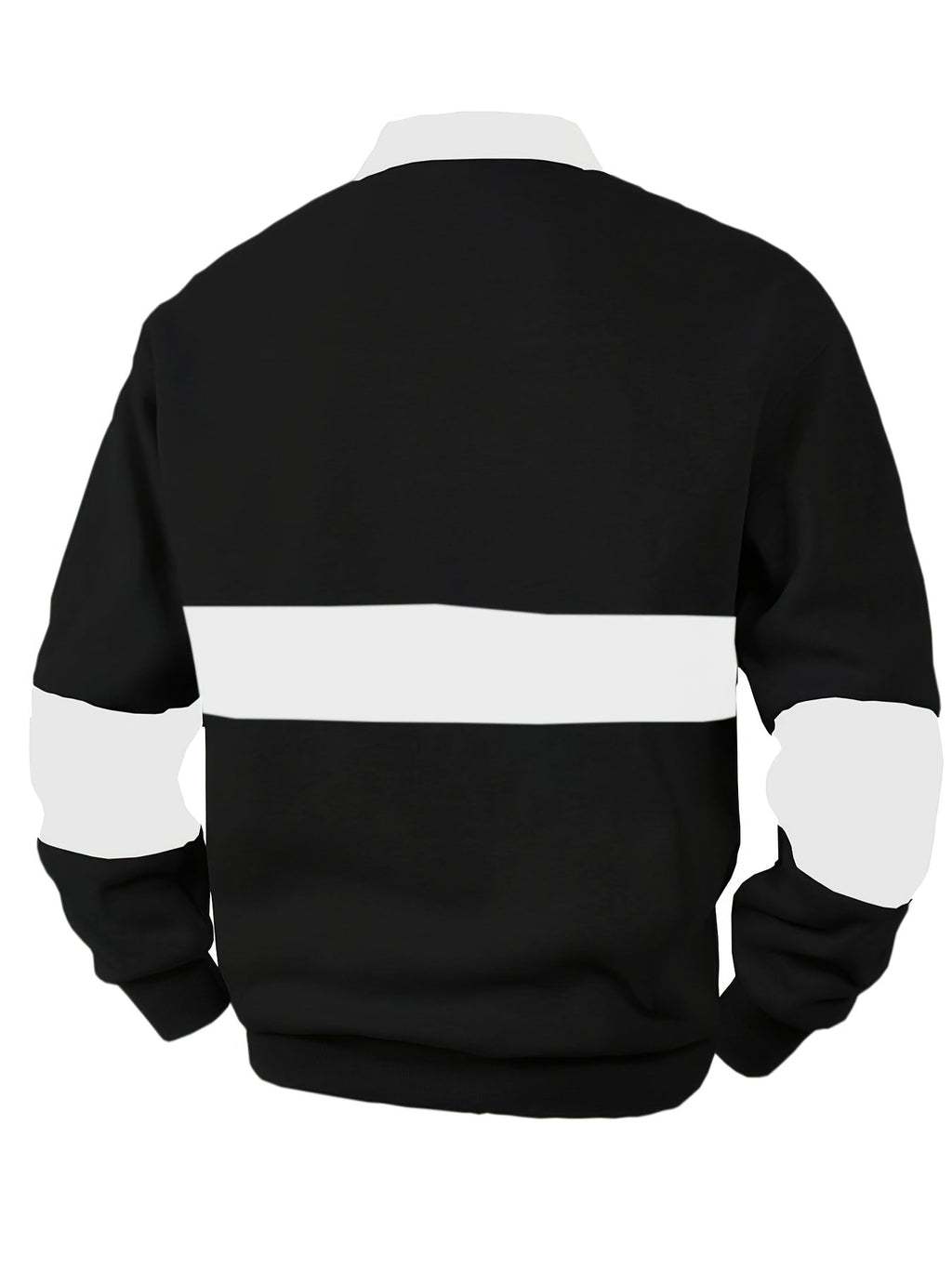 Men's Long Sleeve Polo Shirt Color-Block Black White Button Collar – Casual, Office, Gift