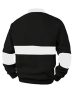 Men's Long Sleeve Polo Shirt Color-Block Black White Button Collar – Casual, Office, Gift