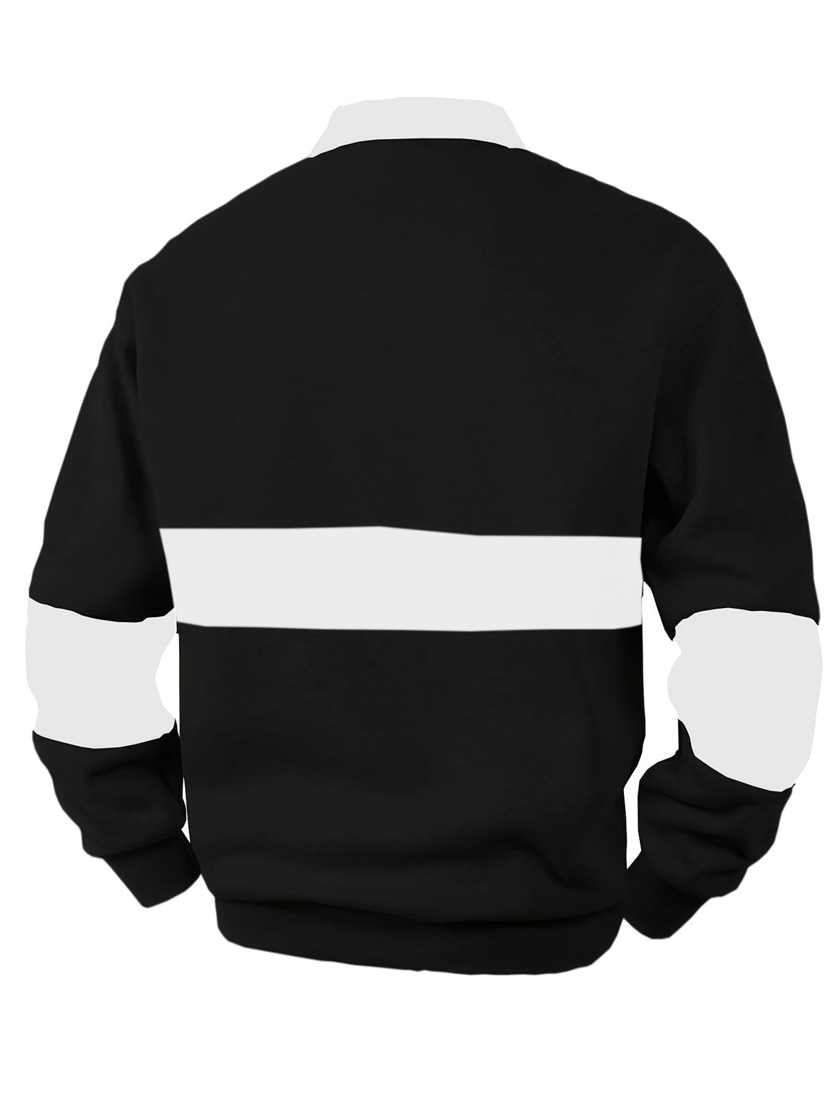 Men's Long Sleeve Polo Shirt Color-Block Black White Button Collar – Casual, Office, Gift