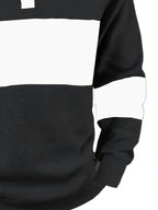Men's Long Sleeve Polo Shirt Color-Block Black White Button Collar – Casual, Office, Gift