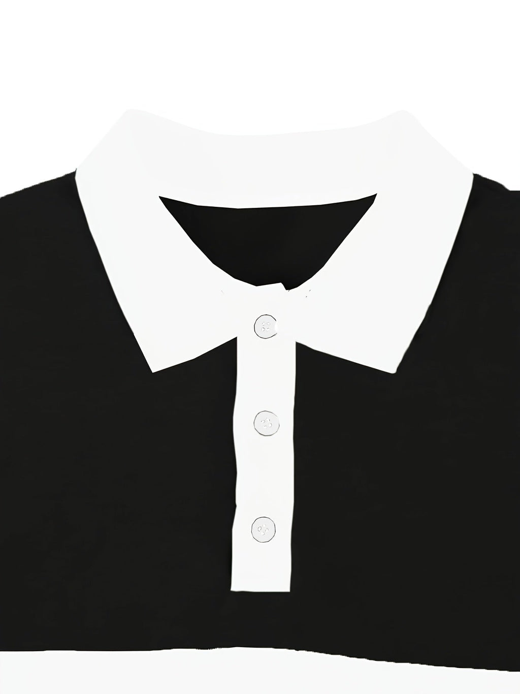 Men's Long Sleeve Polo Shirt Color-Block Black White Button Collar – Casual, Office, Gift
