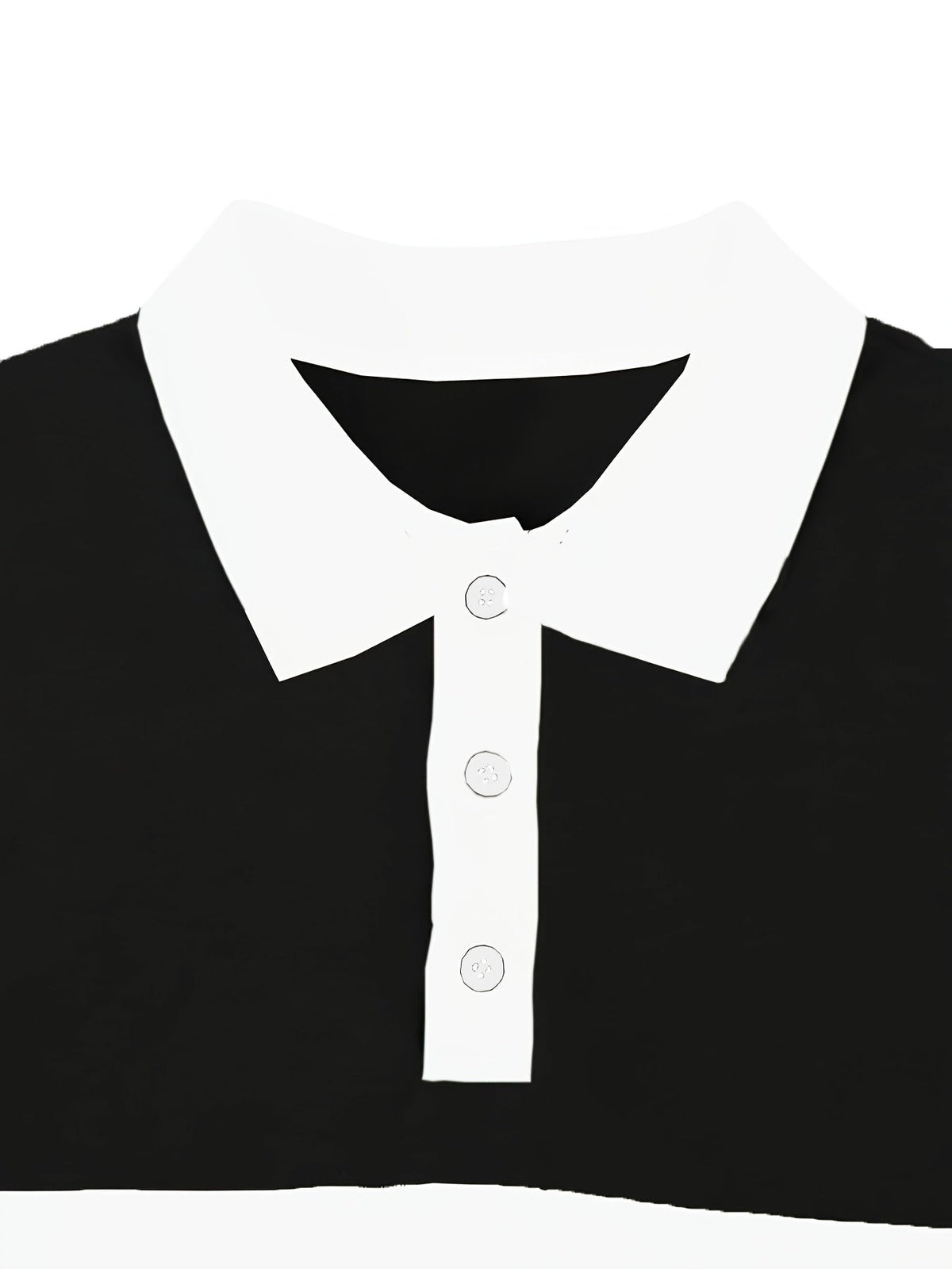 Men's Long Sleeve Polo Shirt Color-Block Black White Button Collar – Casual, Office, Gift