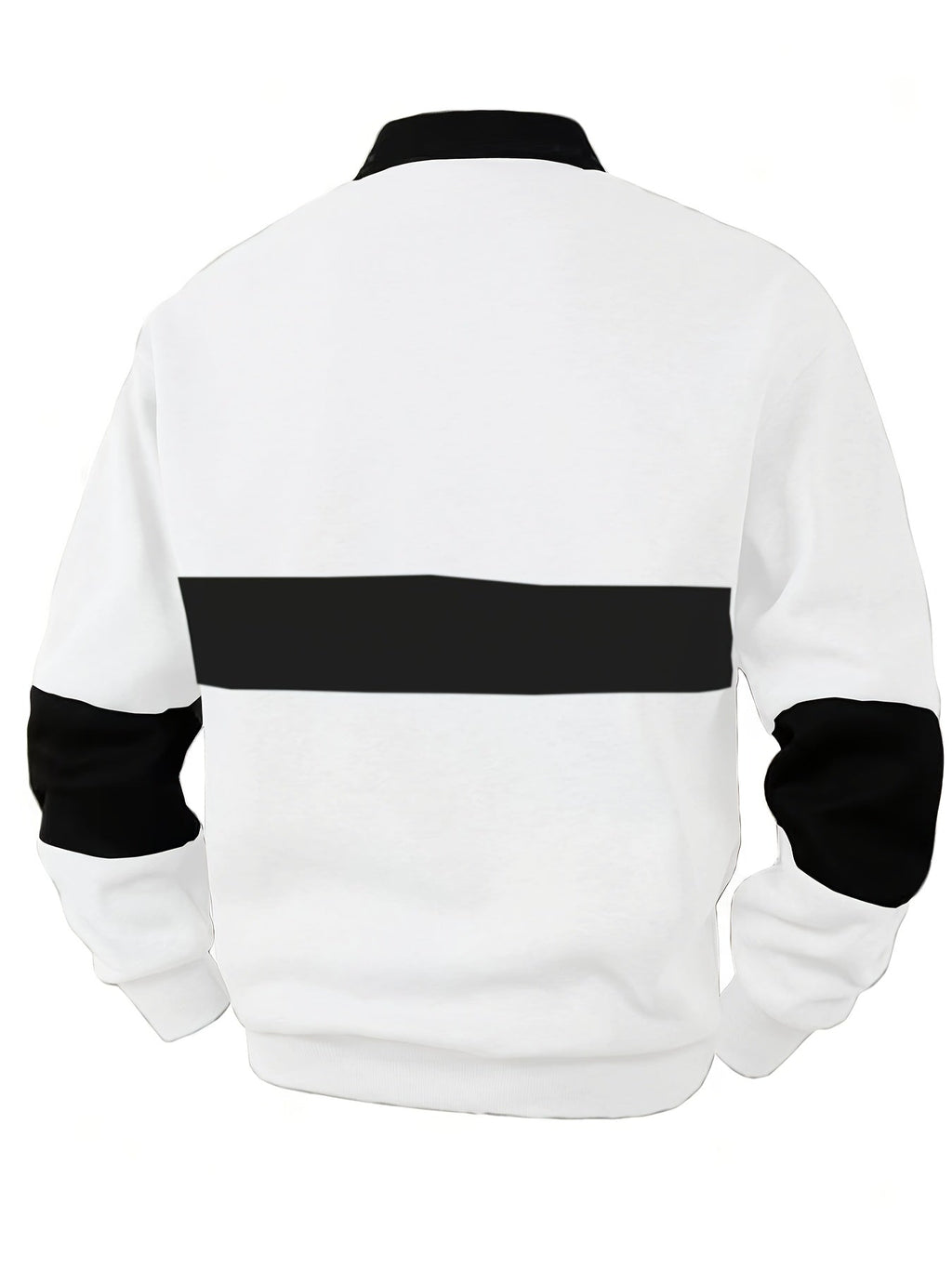 Men's Long Sleeve Polo Shirt Color-Block Black White Button Collar – Casual, Office, Gift