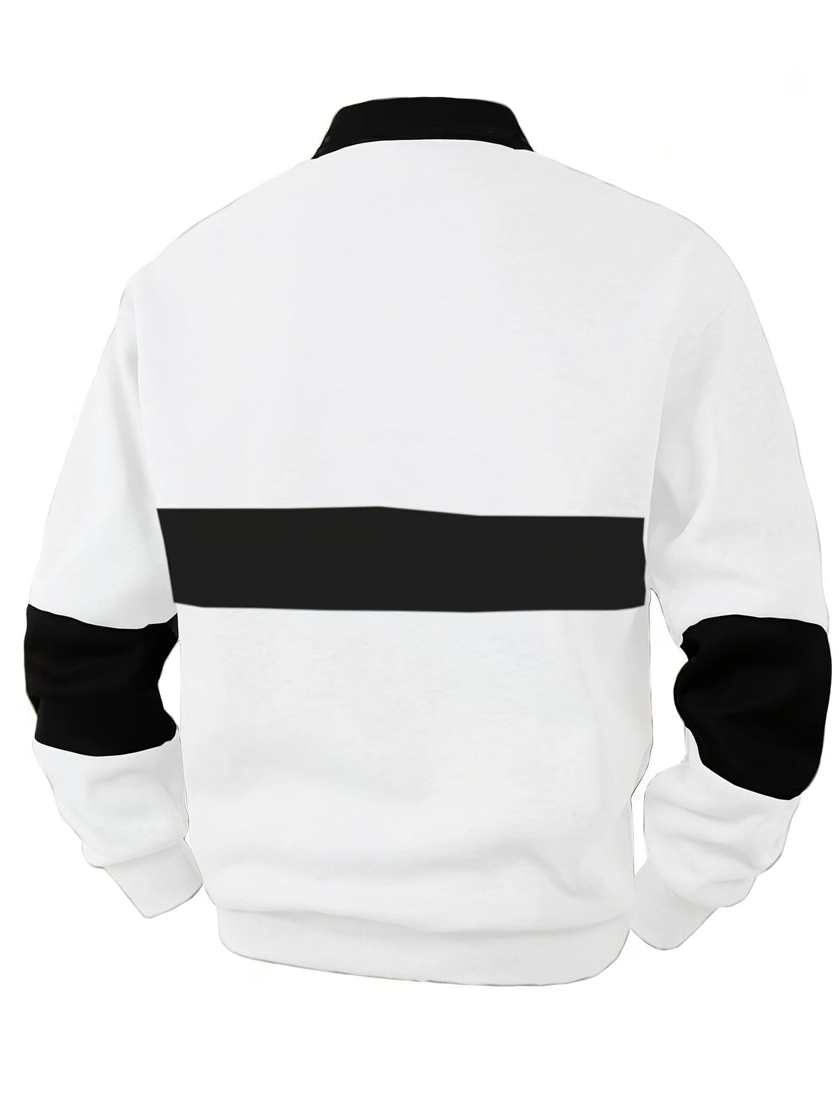 Men's Long Sleeve Polo Shirt Color-Block Black White Button Collar – Casual, Office, Gift