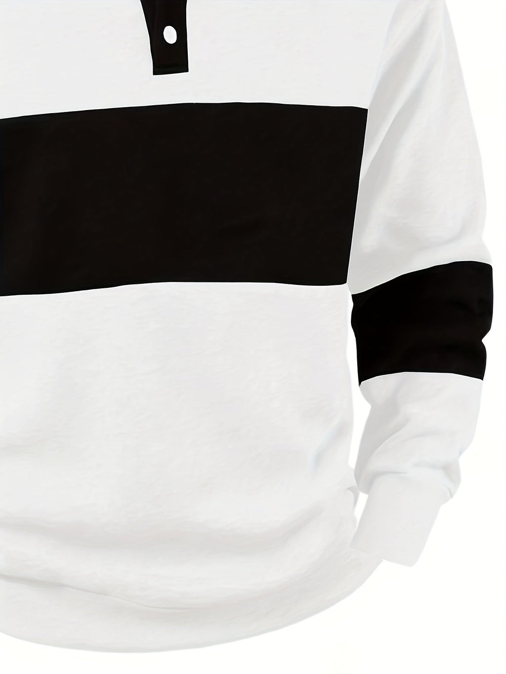 Men's Long Sleeve Polo Shirt Color-Block Black White Button Collar – Casual, Office, Gift