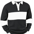 Men's Long Sleeve Polo Shirt Color-Block Black White Button Collar – Casual, Office, Gift