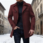 Men's Longline Wool Coat Single-Breasted Lapel Overcoat – Winter, Office, Casual, Gift