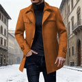 Men's Longline Wool Coat Single-Breasted Lapel Overcoat – Winter, Office, Casual, Gift