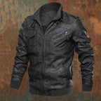 Men's PU Leather Biker Jacket Stand Collar Brown Moto Jacket – Casual, Motorcycle, Office, Gift