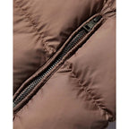 Men's Puffer Jacket Faux Fur Collar Brown Insulated Winter Coat – Casual, Holiday, Gift