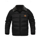 Men's Puffer Jacket Faux Fur Collar Brown Insulated Winter Coat – Casual, Holiday, Gift
