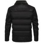 Men's Puffer Jacket Faux Fur Collar Brown Insulated Winter Coat – Casual, Holiday, Gift
