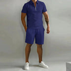 Men's Short-Sleeve Polo Shorts Set | Quarter-Zip-Faylori