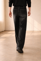 Men's Wide-Leg Jeans | Pleated Front-Faylori