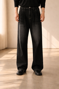 Men's Wide-Leg Jeans | Pleated Front-Faylori