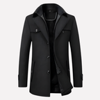 Men's Wool-Blend Coat Notched Collar Camel with Zip Insert – Office, Casual, Winter, Gift
