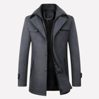 Men's Wool-Blend Coat Notched Collar Camel with Zip Insert – Office, Casual, Winter, Gift