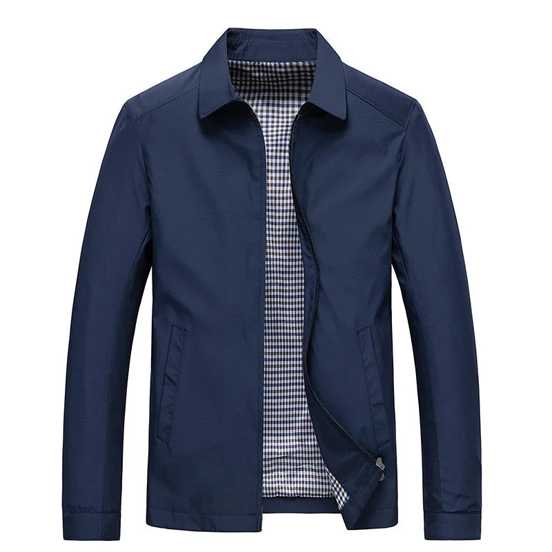 Men's Zip Jacket Black Lapel Collar Lightweight Bomber – Casual, Office, Everyday, Gift