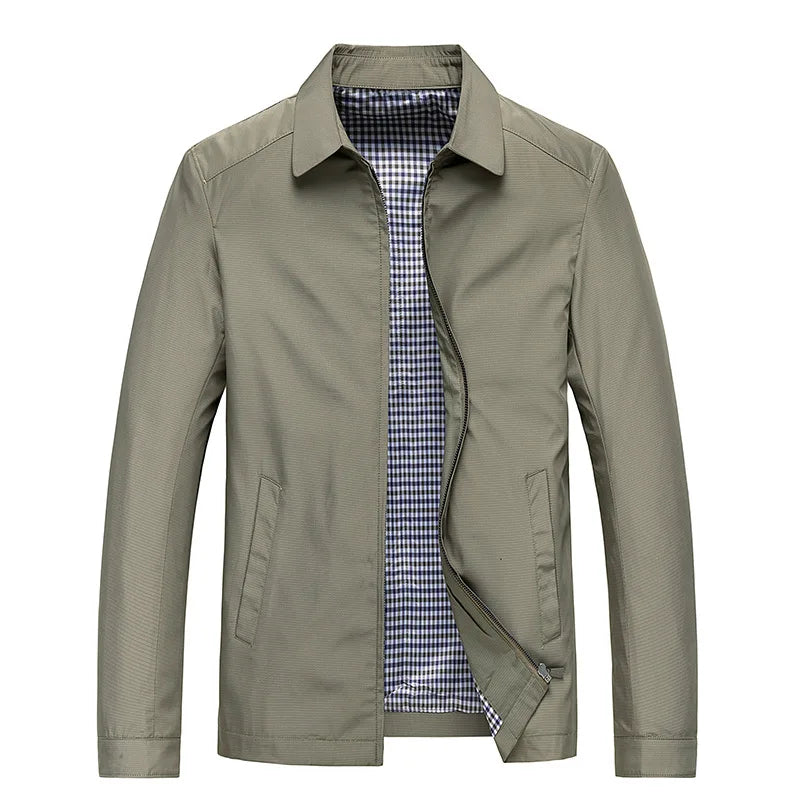 Men's Zip Jacket Black Lapel Collar Lightweight Bomber – Casual, Office, Everyday, Gift