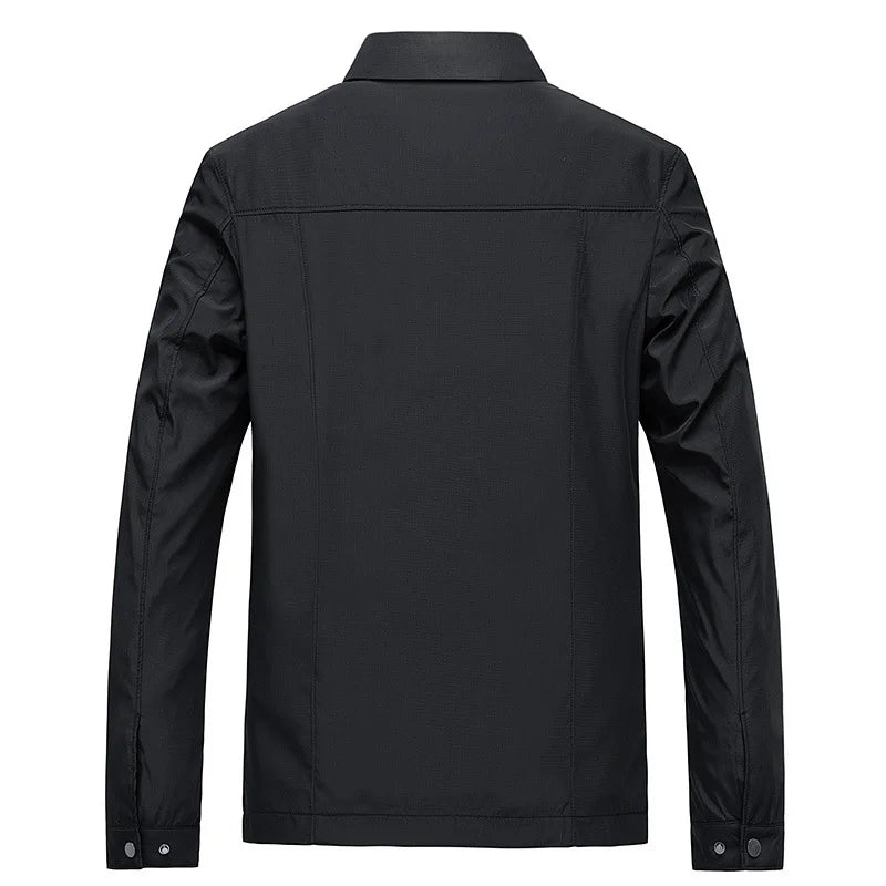 Men's Zip Jacket Black Lapel Collar Lightweight Bomber – Casual, Office, Everyday, Gift