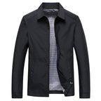 Men's Zip Jacket Black Lapel Collar Lightweight Bomber – Casual, Office, Everyday, Gift
