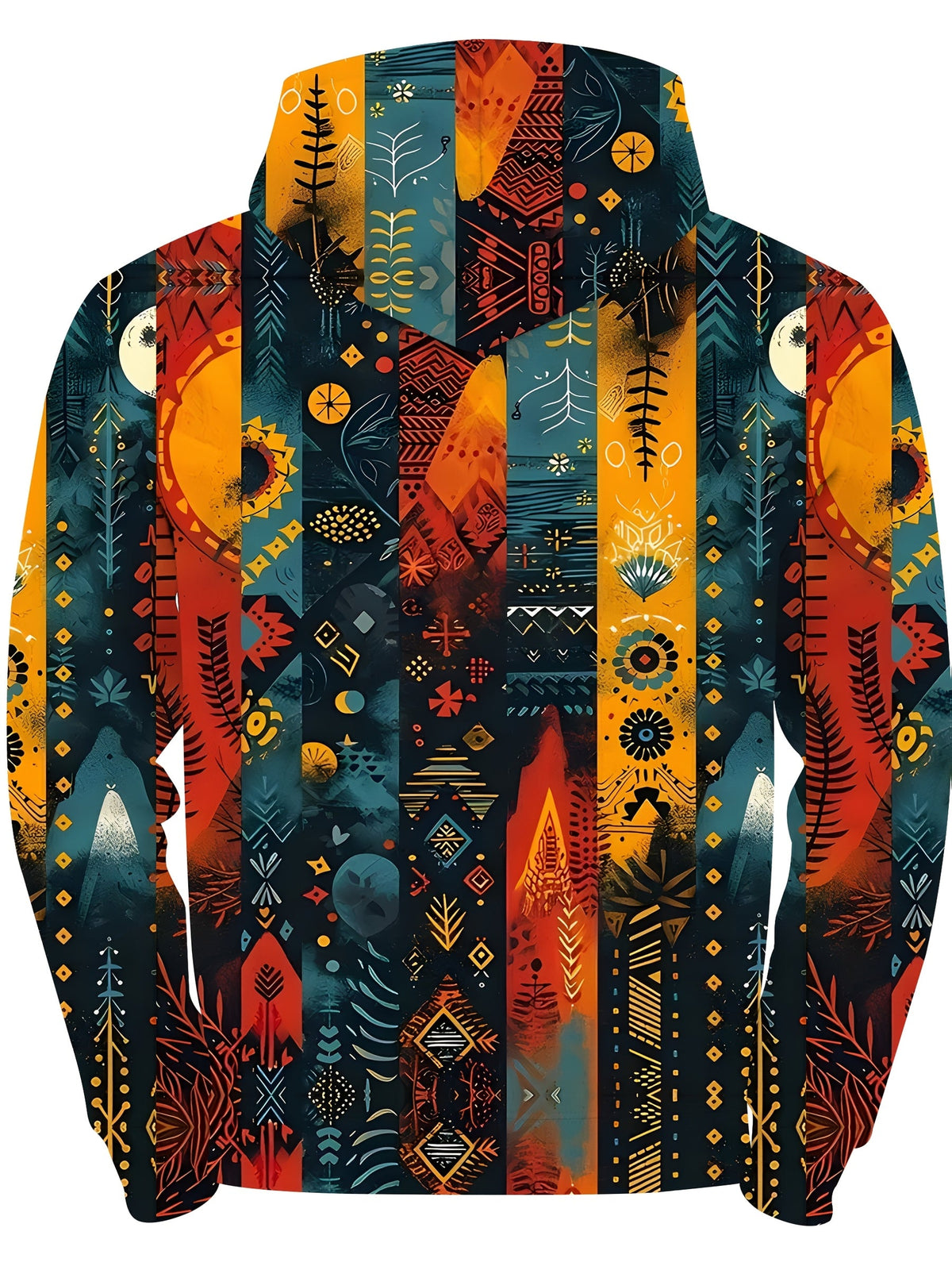 Men's Zip-Up Hoodie Jacket Ethnic Tribal Print Drawstring Hood – Casual, Everyday Streetwear