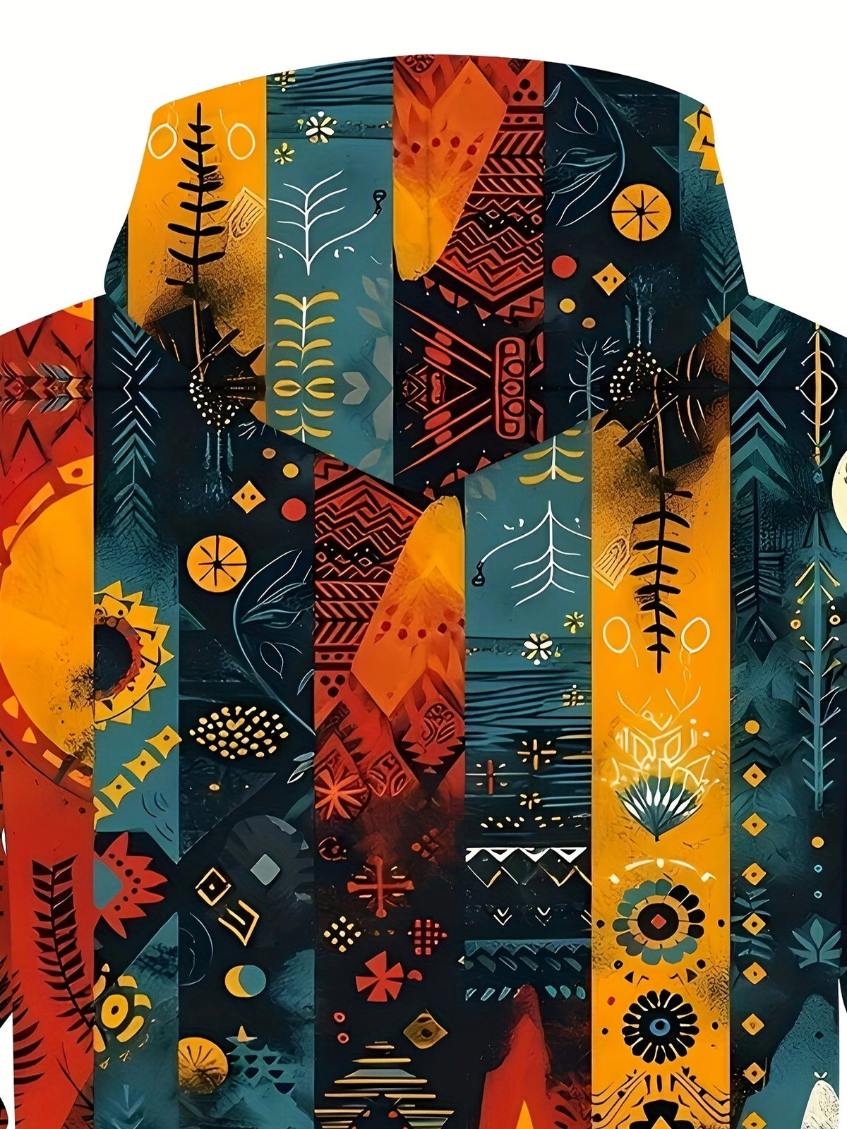 Men's Zip-Up Hoodie Jacket Ethnic Tribal Print Drawstring Hood – Casual, Everyday Streetwear