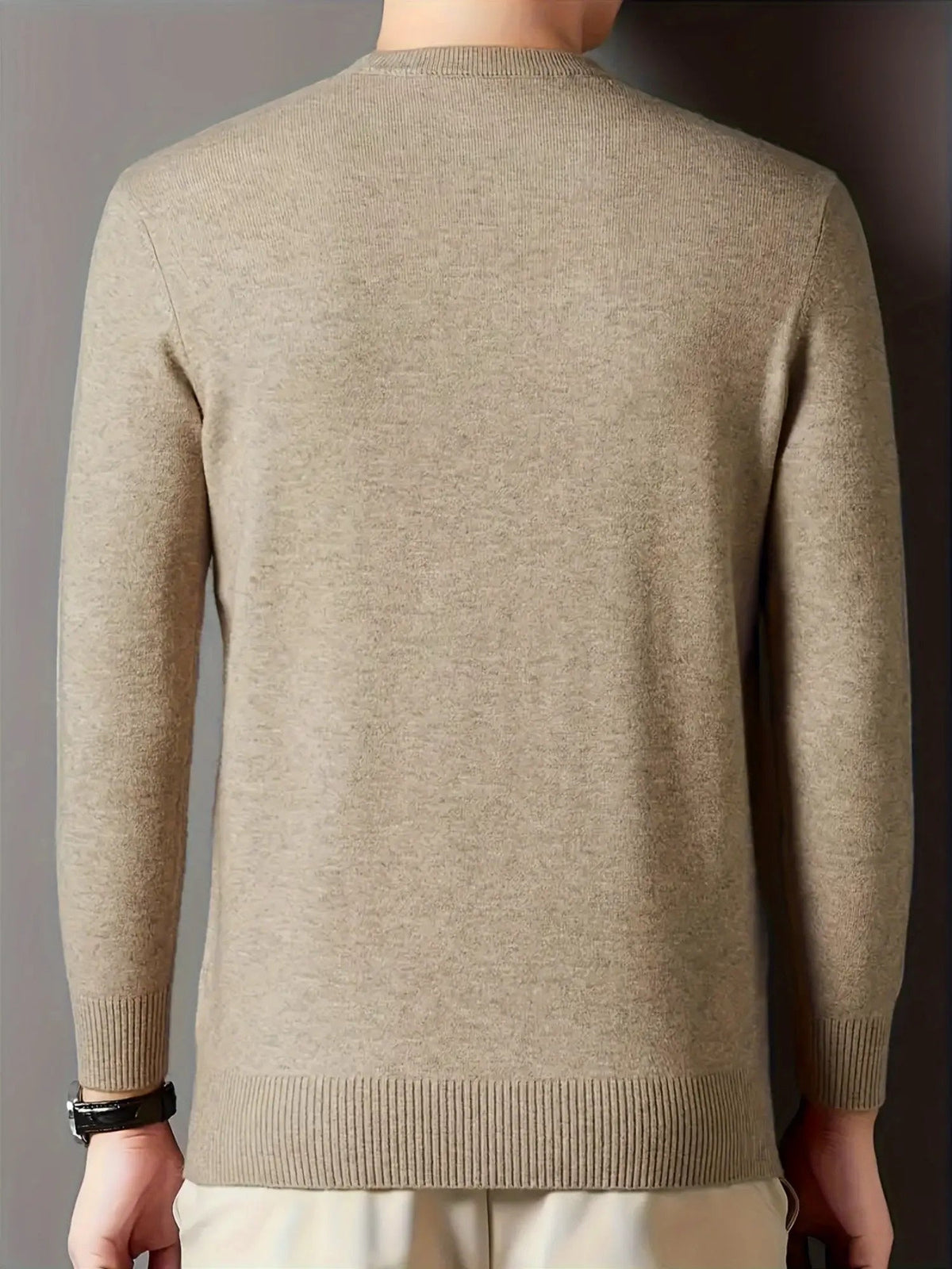 Mock Neck Knit Sweater Men's Fleece-Lined Pullover – Casual, Office, Winter, Gift