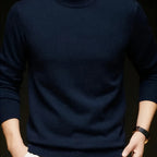 Mock Neck Knit Sweater Men's Fleece-Lined Pullover – Casual, Office, Winter, Gift