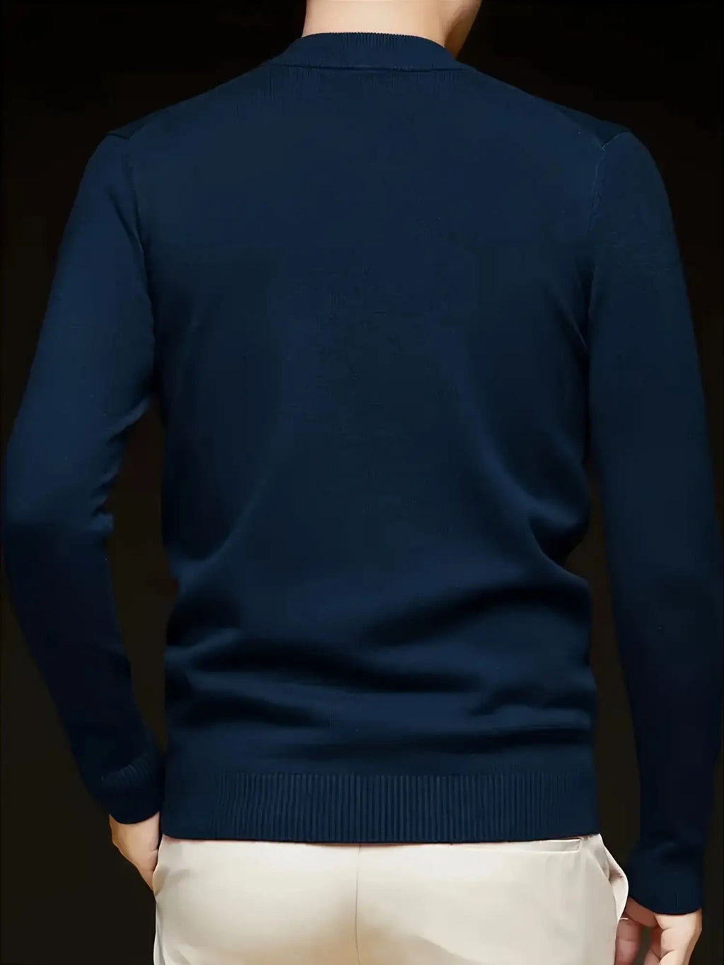 Mock Neck Knit Sweater Men's Fleece-Lined Pullover – Casual, Office, Winter, Gift