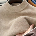 Mock Neck Knit Sweater Men's Fleece-Lined Pullover – Casual, Office, Winter, Gift